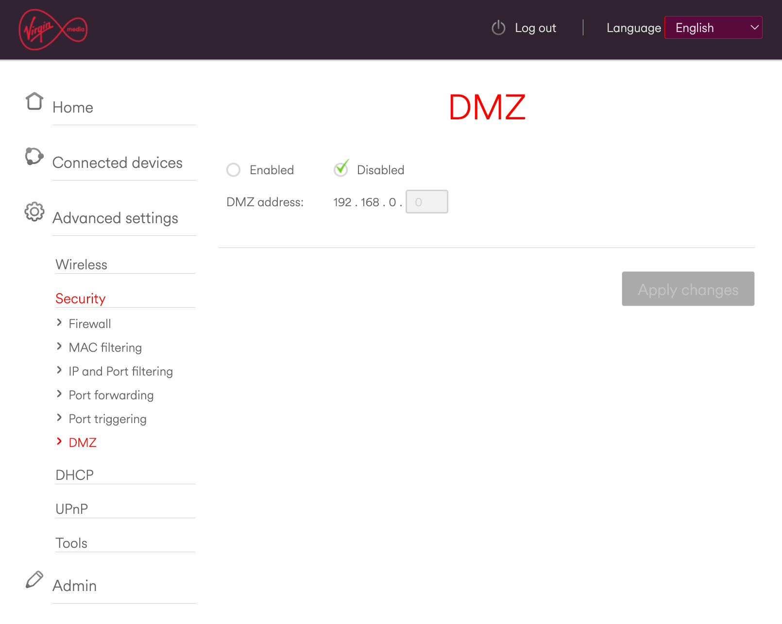 Virgin Media Hub 5X settings available at http://192.168.0.1. You will find the password on the label affixed to the bottom of the unit. Port forwarding is only enabled if you have requested to be put back on the IPv4 network.